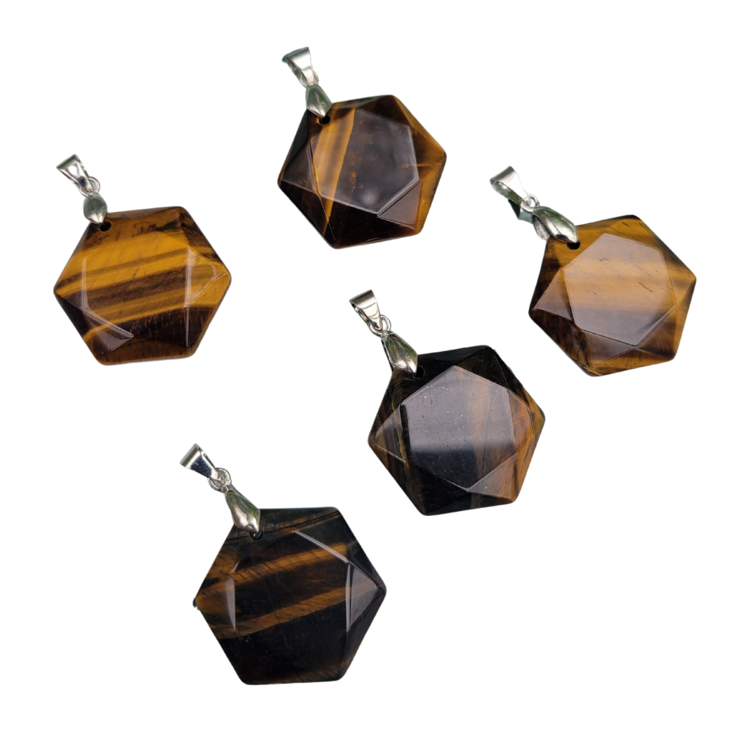 Gold Tiger's Eye Hexagon Pendant