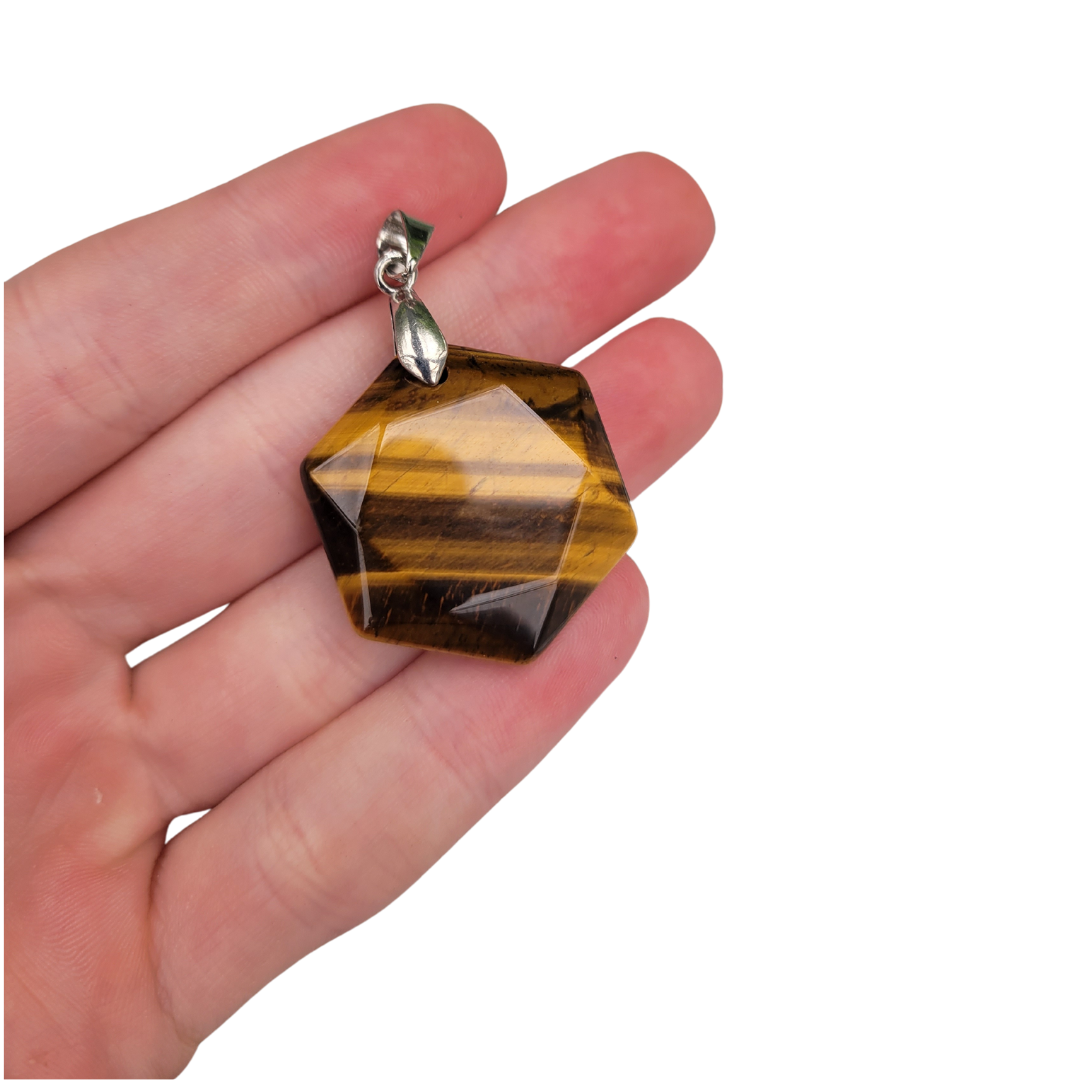 Gold Tiger's Eye Hexagon Pendant